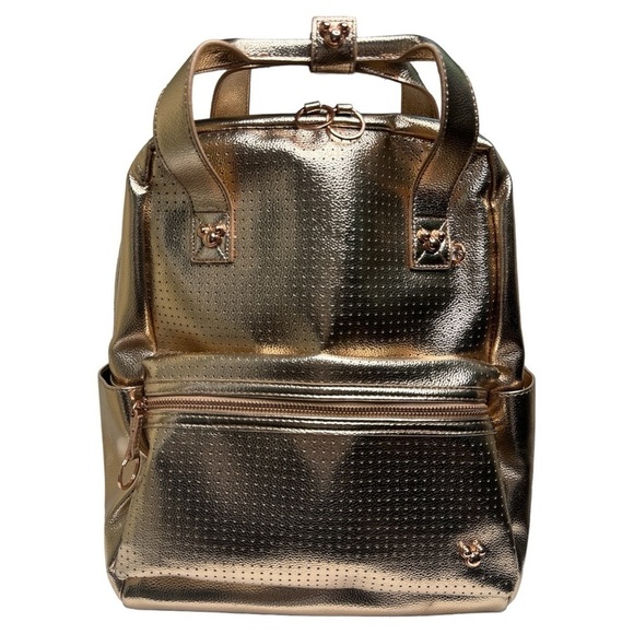 Disney Handbags - Loungefly Disney Rose Gold Mickey Icon Flair Backpack Pin Trading EUC